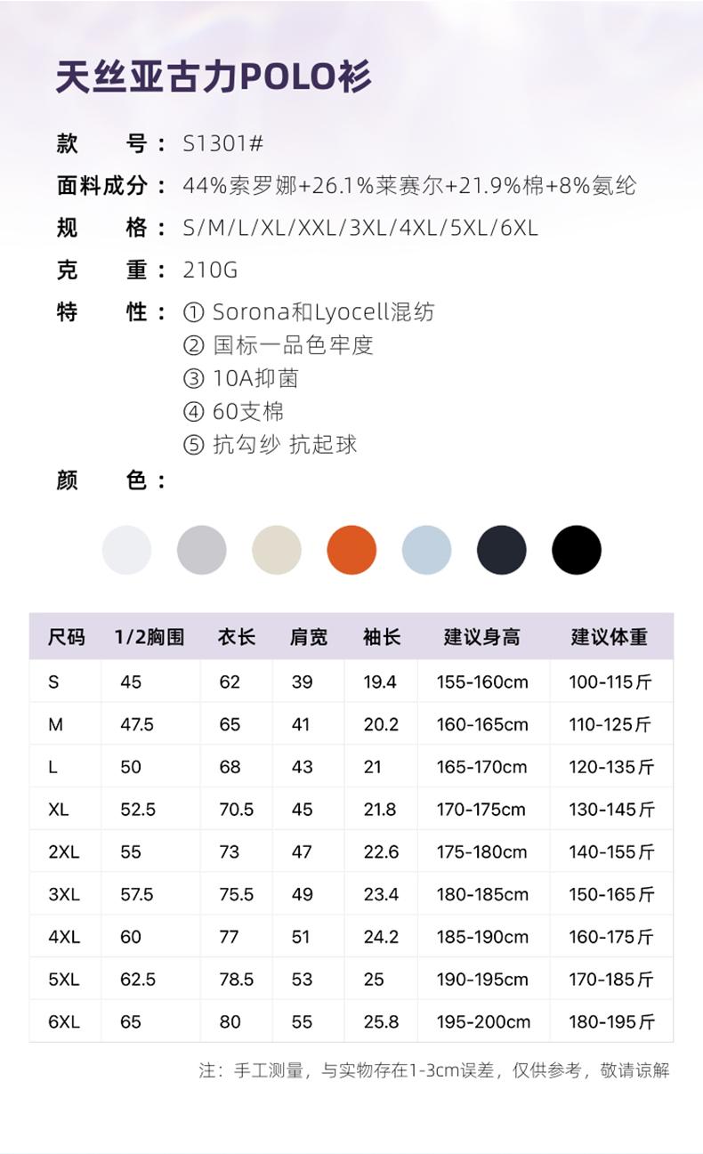 S1301 210G 60支棉+天丝莱赛尔 纯色Polo衫 Polo 衫定制 细节展示 第2张