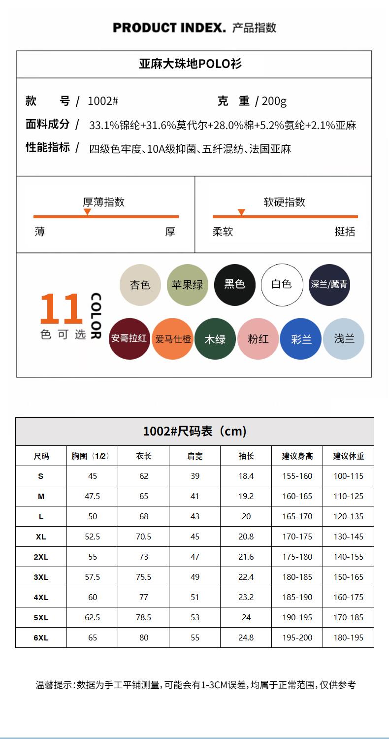 S1002 200G 亚麻大珠地 间色Polo衫 Polo 衫定制 细节展示 第2张