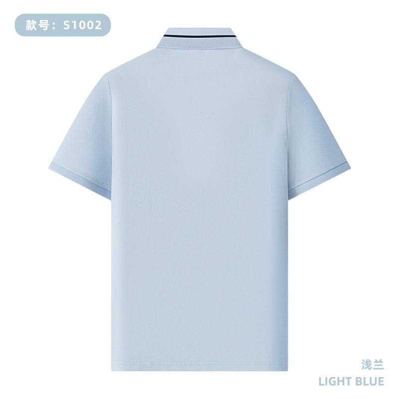 S1002 200G 亚麻大珠地 间色Polo衫 浅兰 Polo 衫定制