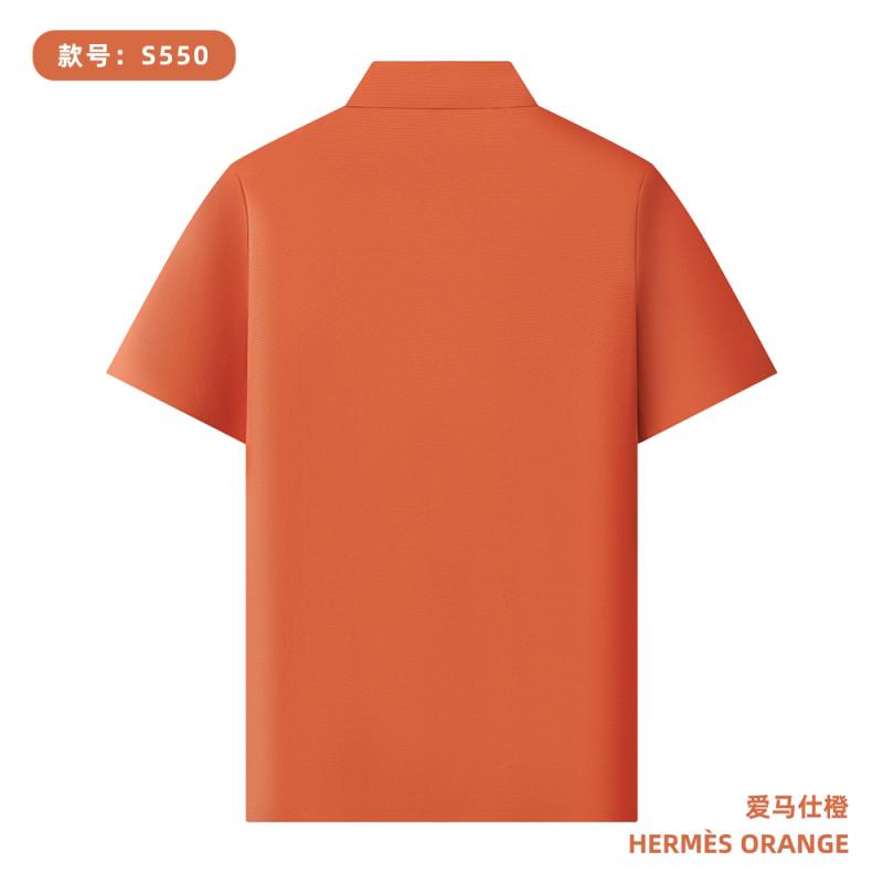 S550 160G 伦敦格 纯色无缝Polo衫 爱马仕橙 Polo衫 企业团购定制 启虎