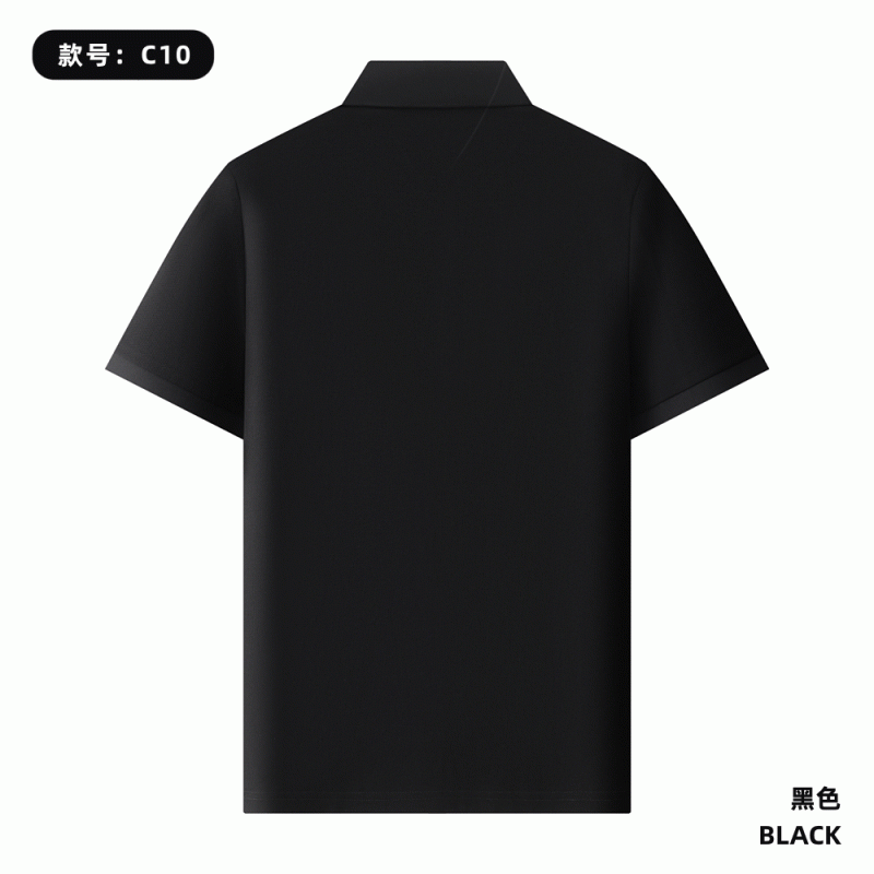 C10 220G 40支丝光长绒棉蜂巢珠地布 纯色Polo衫 黑色 Polo 衫定制