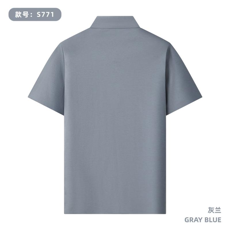 S771 185G 60支匹马棉 纯色Polo衫 灰兰 Polo 衫定制