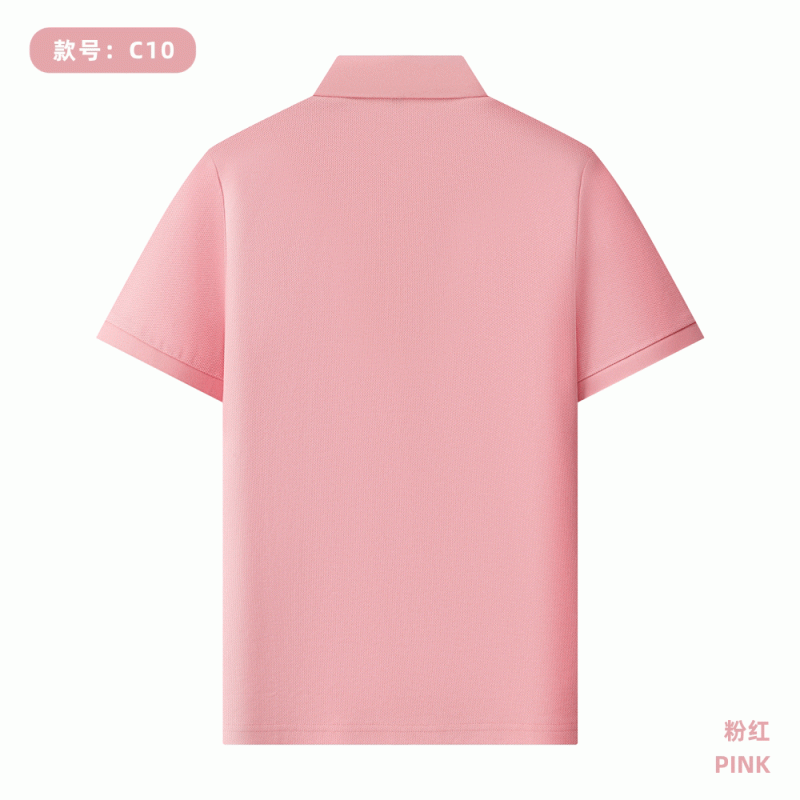 C10 220G 40支丝光长绒棉蜂巢珠地布 纯色Polo衫 粉红 Polo 衫定制