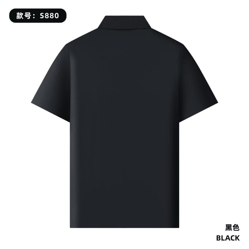 S880 190G 迪桑小皱 纯色无缝拉链款Polo衫 黑色 Polo 衫定制